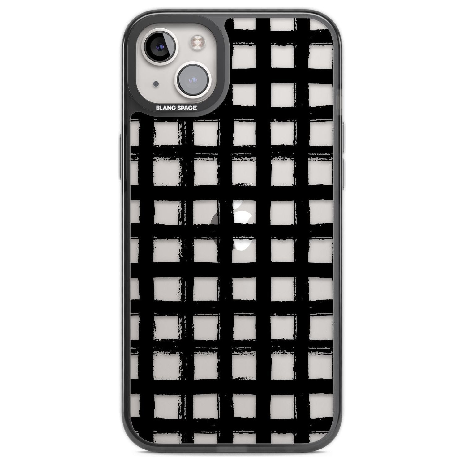 Messy Black Grid - Clear Phone Case iPhone 14 Plus / Black Impact Case Blanc Space