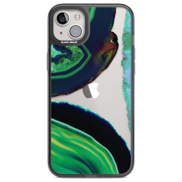 Green & Navy Gemstone Crystal Clear Design Phone Case iPhone 14 Plus / Black Impact Case Blanc Space