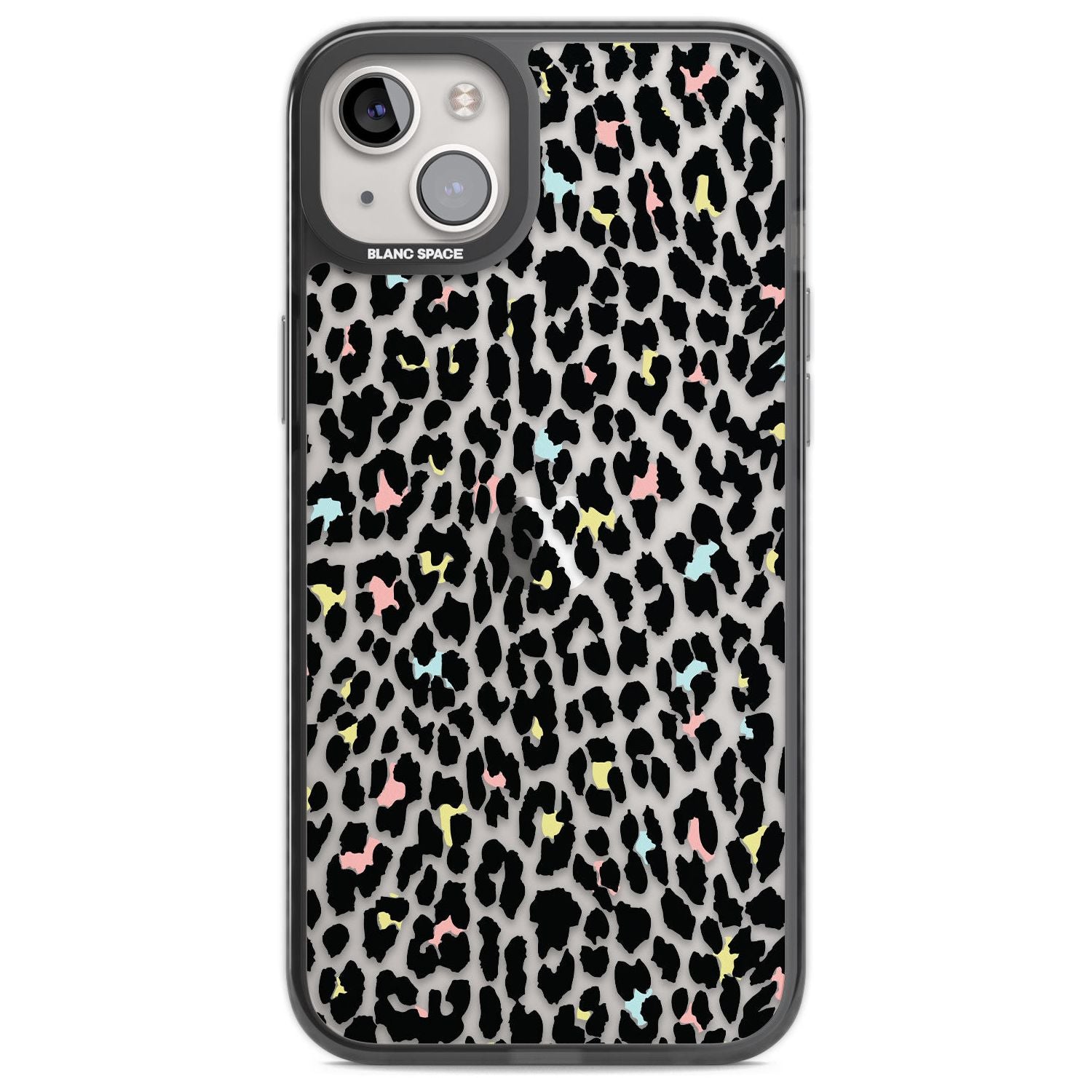 Mixed Pastels Leopard Print - Transparent Phone Case iPhone 14 Plus / Black Impact Case Blanc Space