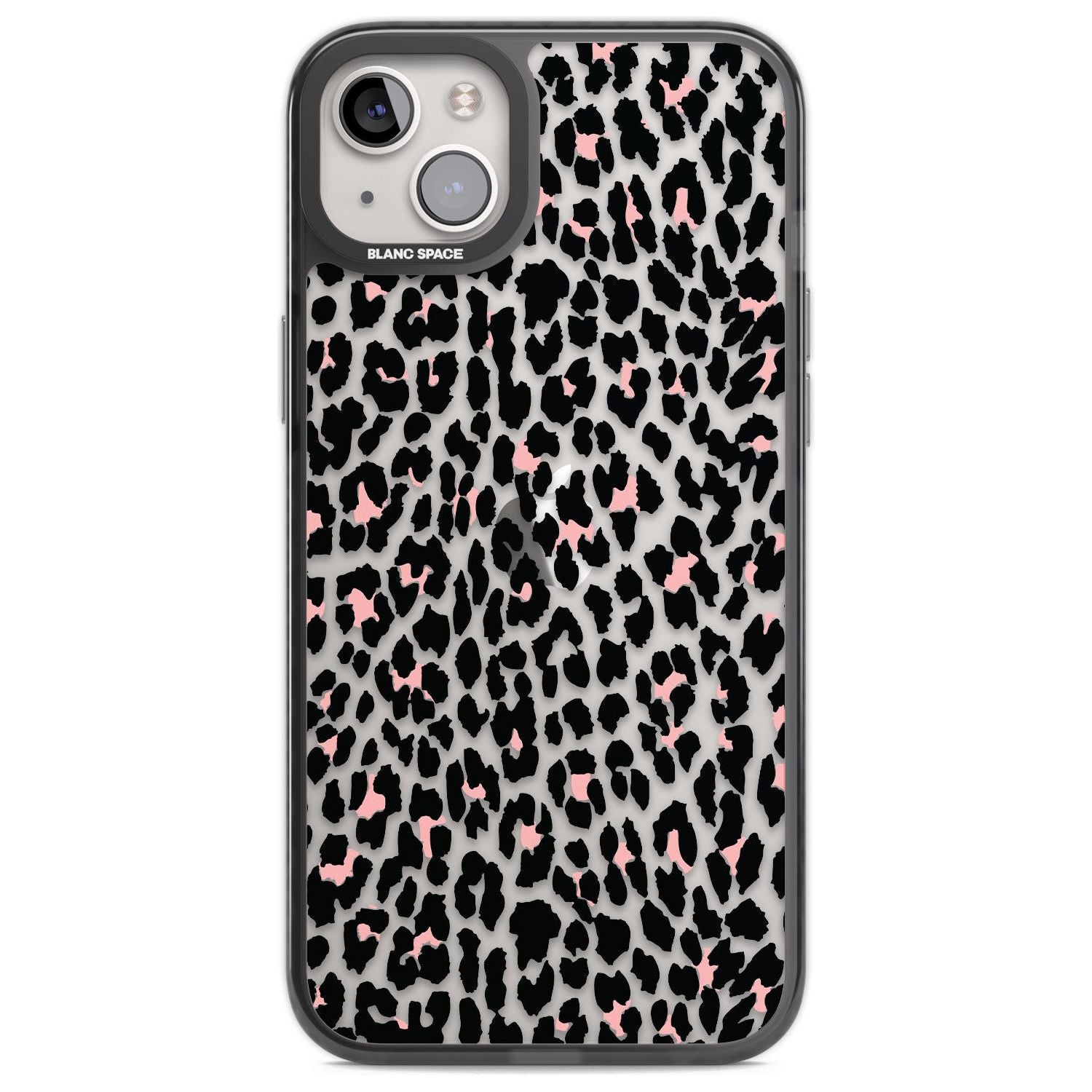 Light Pink Leopard Print - Transparent Phone Case iPhone 14 Plus / Black Impact Case Blanc Space