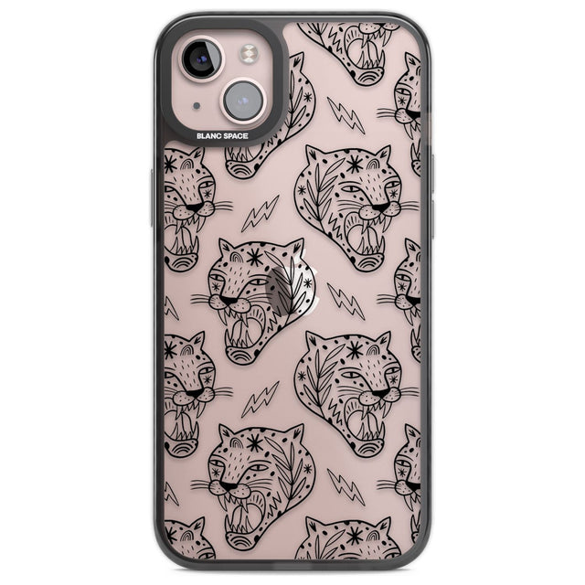 Black Tiger Roar Pattern Phone Case iPhone 14 Plus / Black Impact Case Blanc Space
