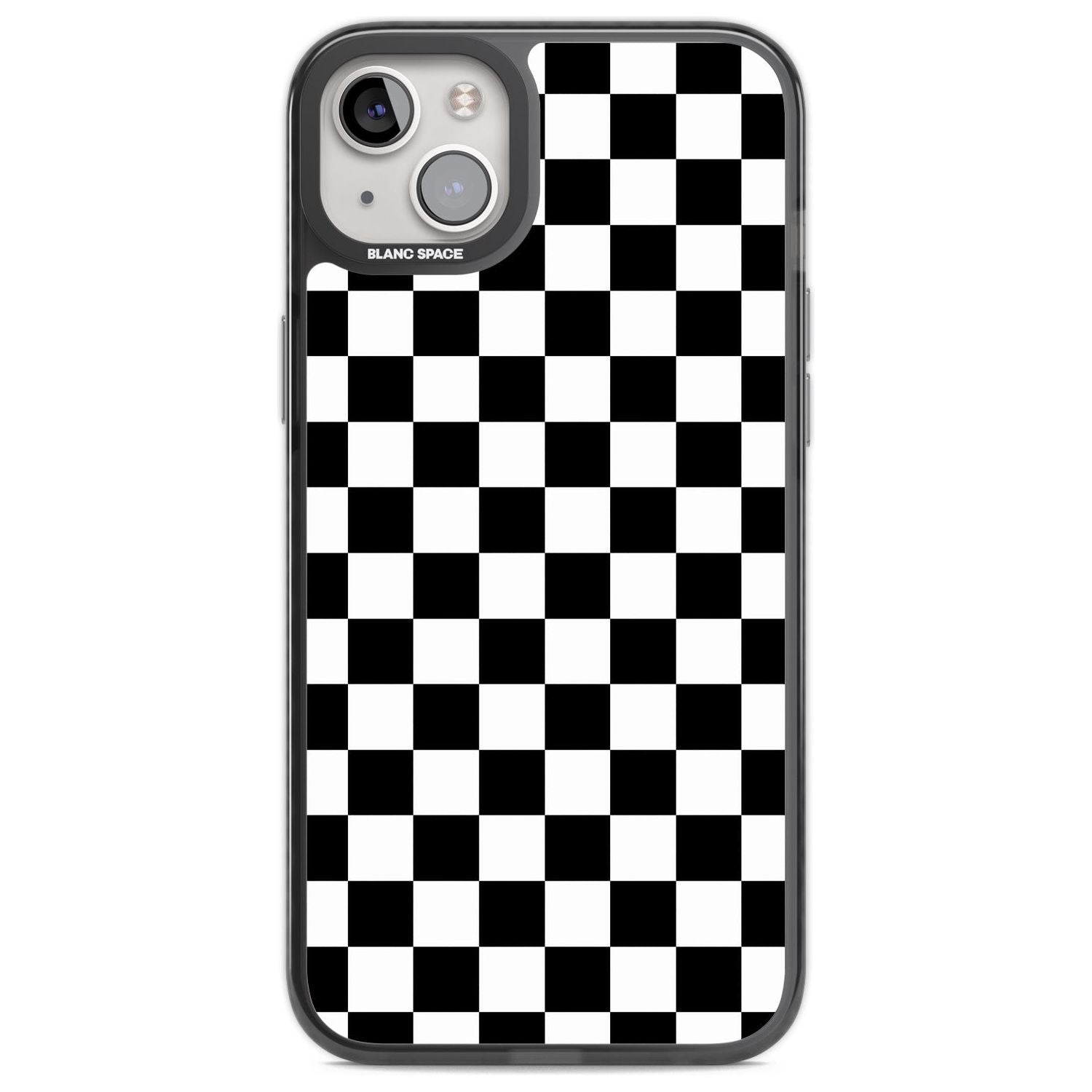 Black Checkered Phone Case iPhone 14 Plus / Black Impact Case Blanc Space