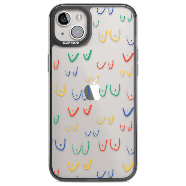 Free the boob (Mixed Colours) Phone Case iPhone 14 Plus / Black Impact Case Blanc Space