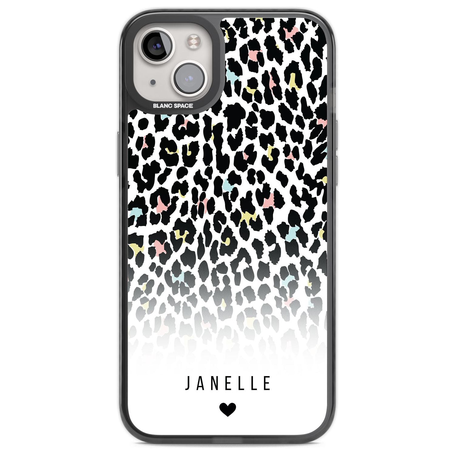 Personalised Pastel Leopard Spots Custom Phone Case iPhone 14 Plus / Black Impact Case Blanc Space