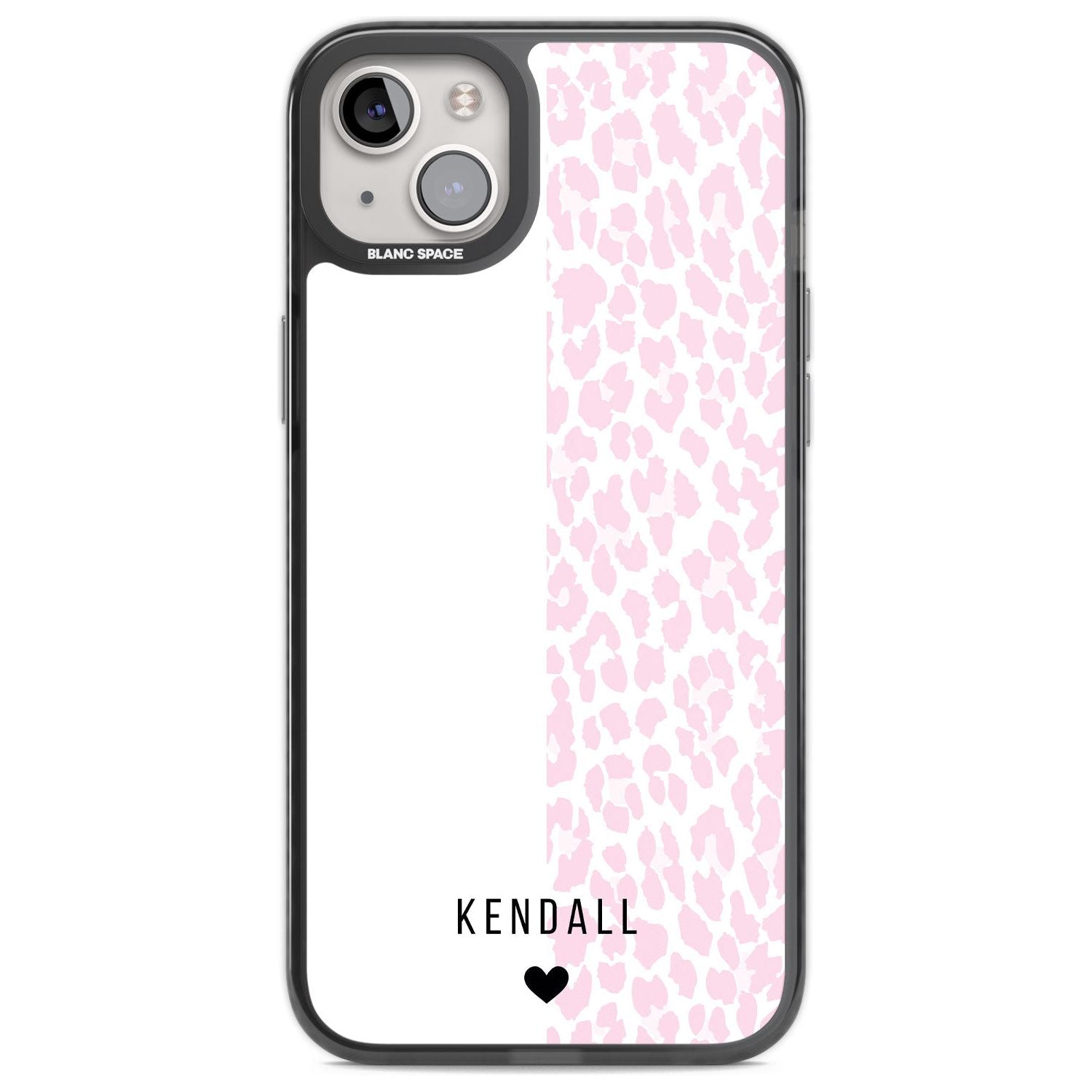 Personalised Pink & White Leopard Spots Custom Phone Case iPhone 14 Plus / Black Impact Case Blanc Space