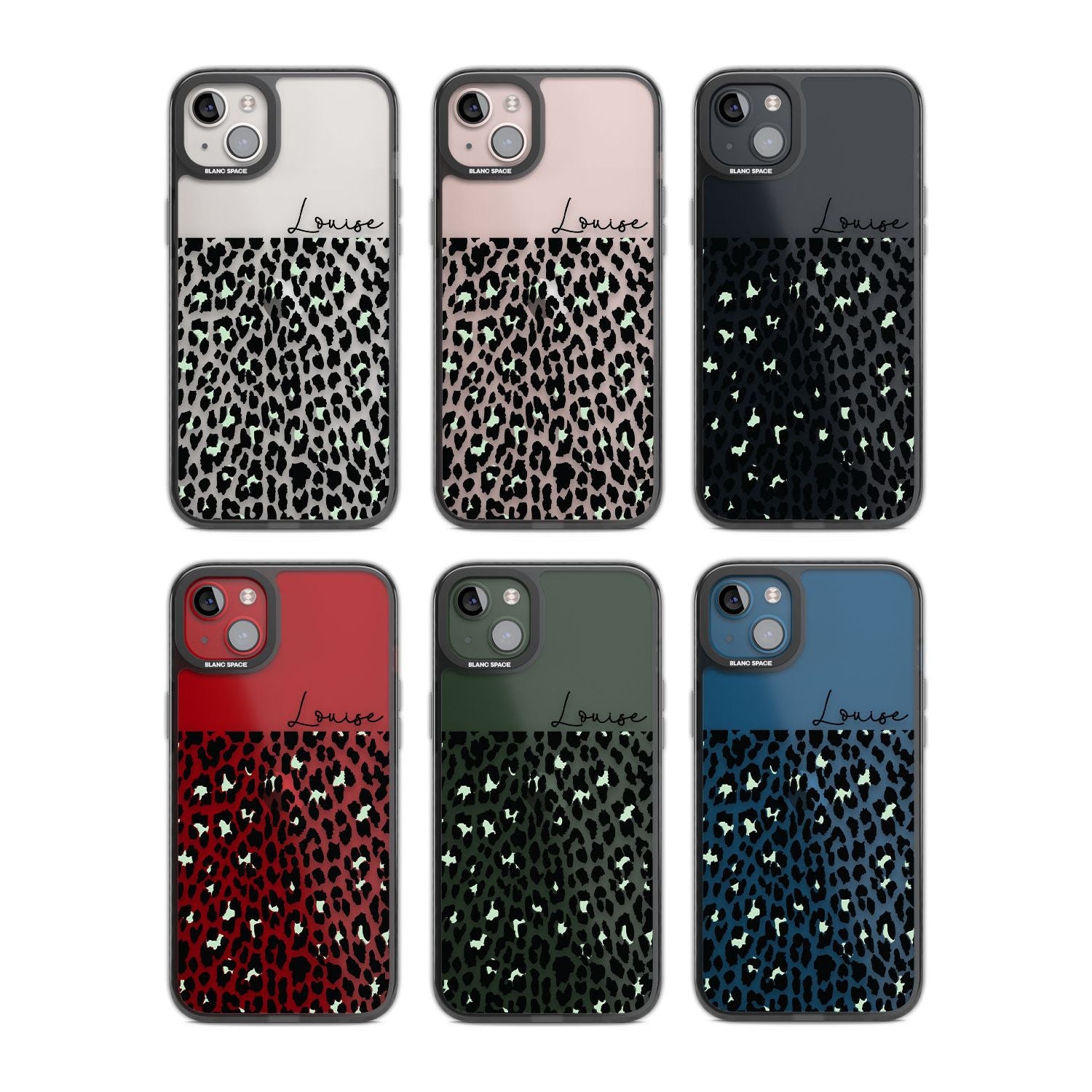 Personalised Seafoam Green & Cursive Leopard Spots