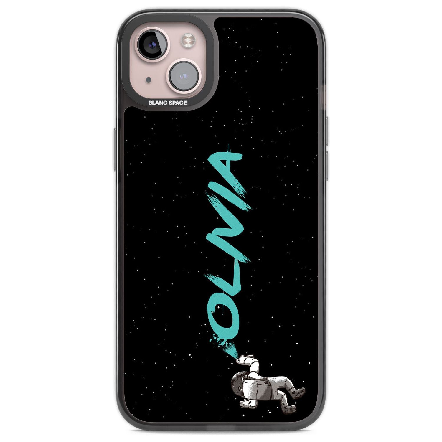 Personalised Graffiti Astronaut Custom Phone Case iPhone 14 Plus / Black Impact Case Blanc Space
