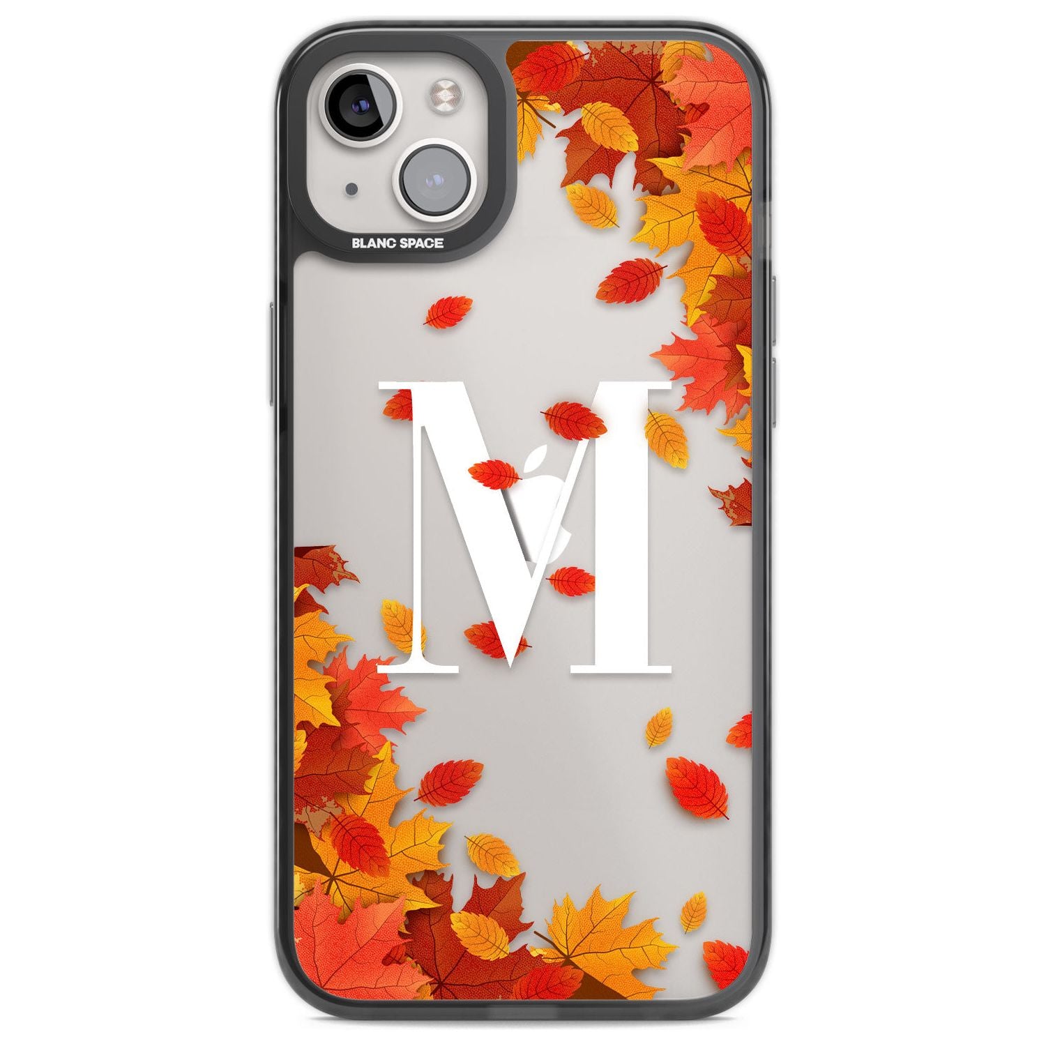 Personalised Monogram Autumn Leaves Custom Phone Case iPhone 14 Plus / Black Impact Case Blanc Space
