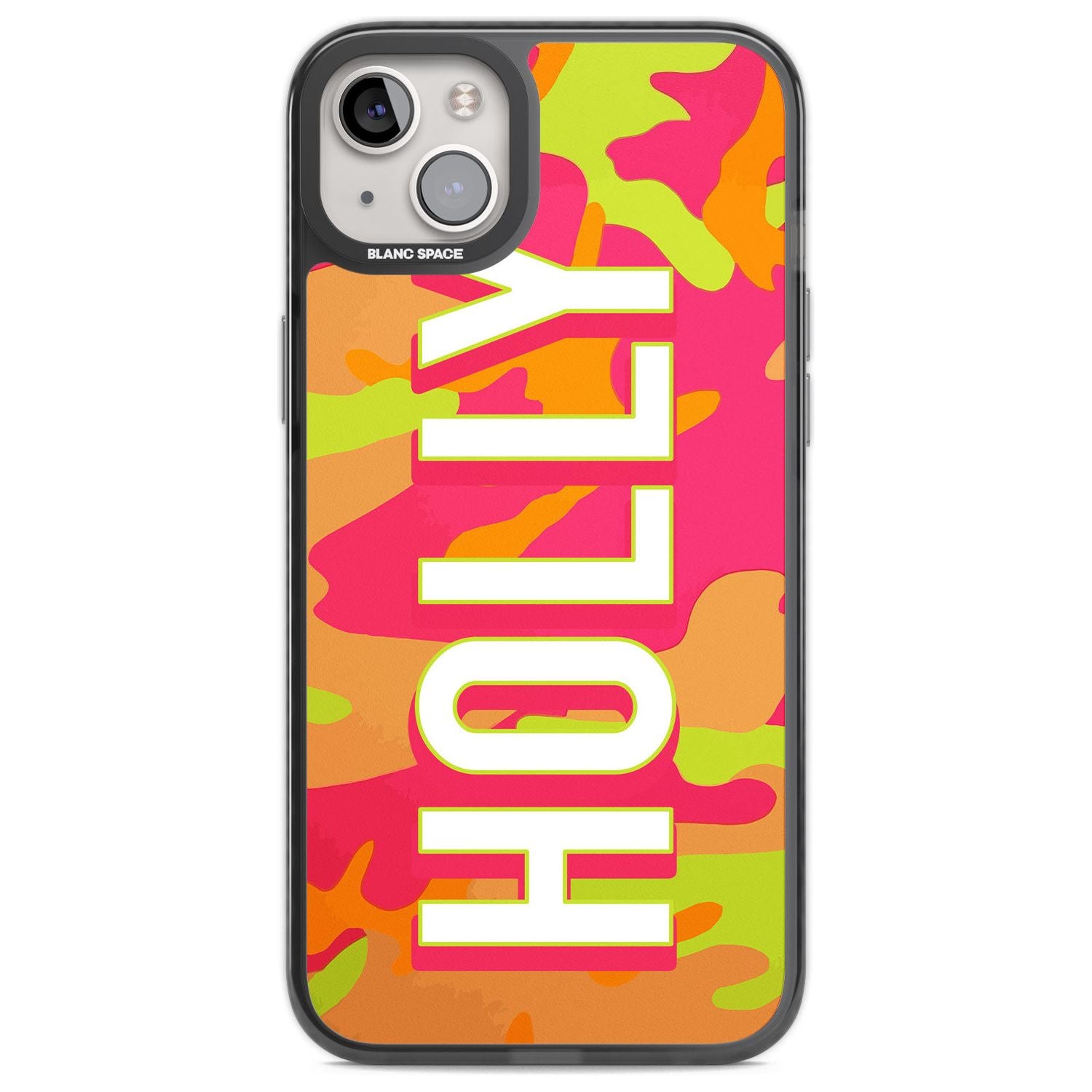 Personalised Colourful Neon Camo Custom Phone Case iPhone 14 Plus / Black Impact Case Blanc Space