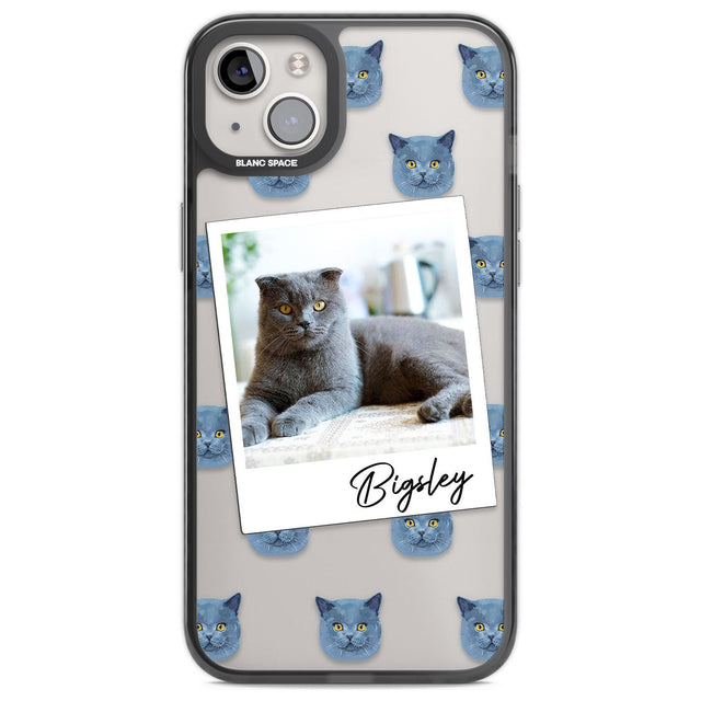 Personalised English Blue Cat Photo Custom Phone Case iPhone 14 Plus / Black Impact Case Blanc Space