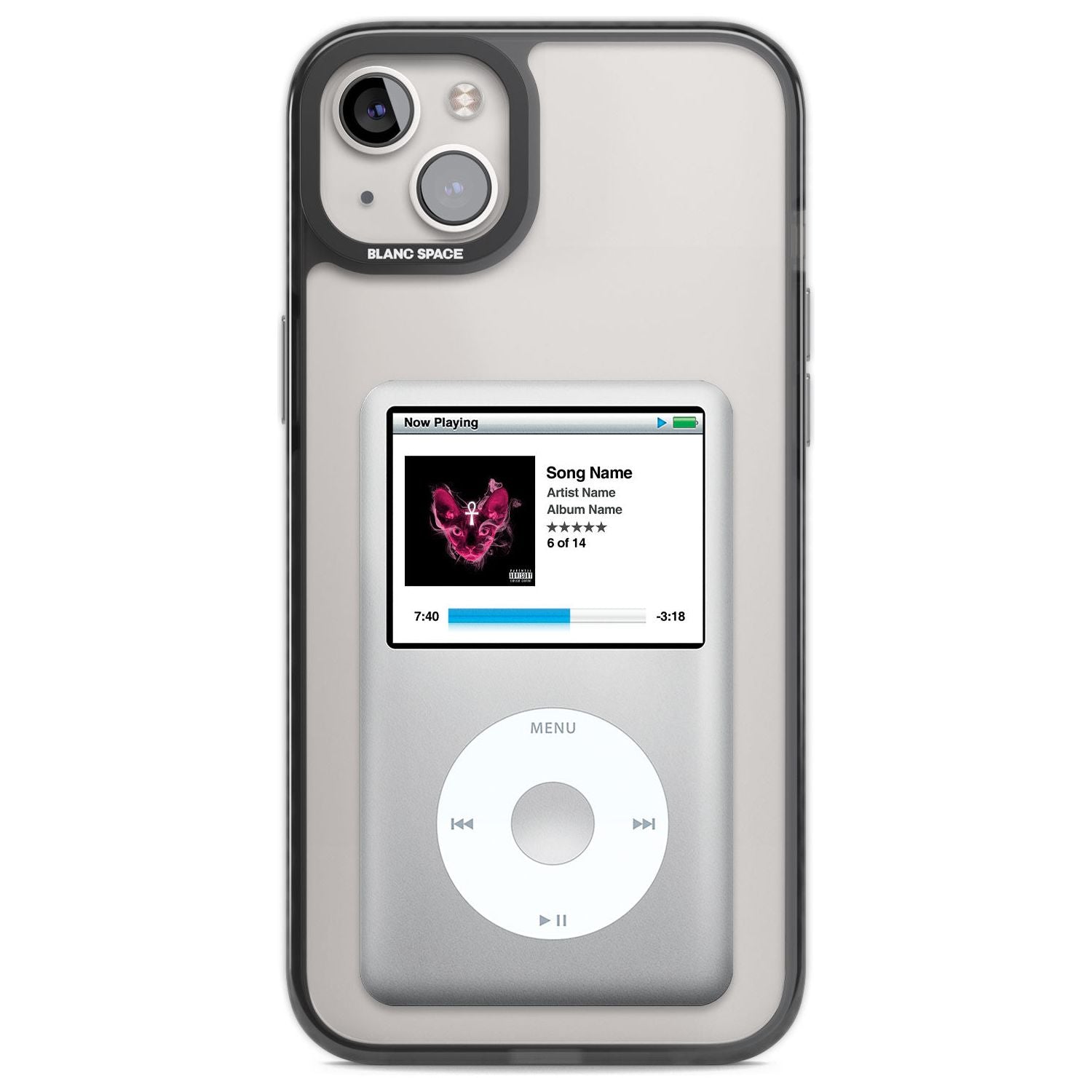 Personalised Classic iPod Custom Phone Case iPhone 14 Plus / Black Impact Case Blanc Space