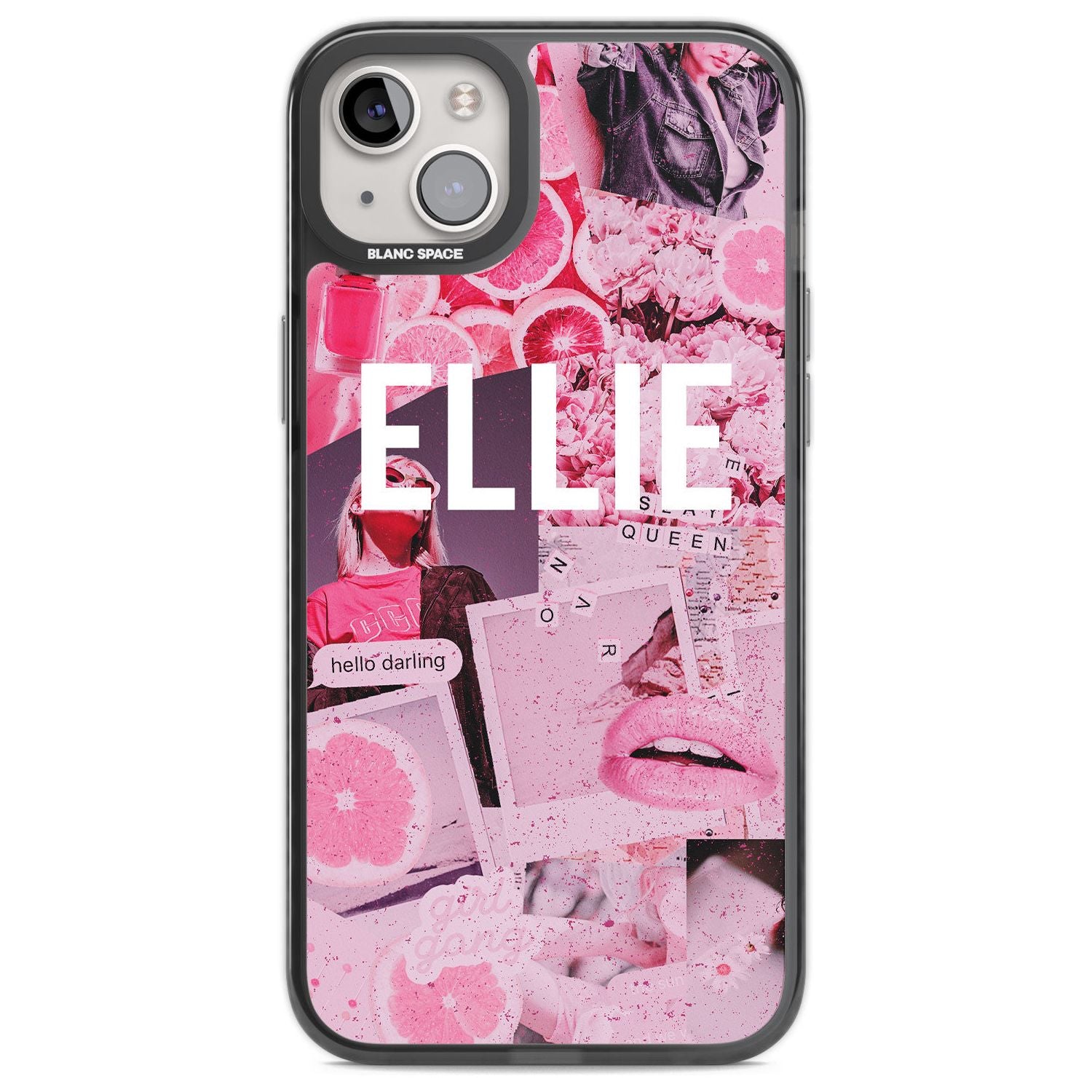 Personalised Sweet Pink Fashion Collage Custom Phone Case iPhone 14 Plus / Black Impact Case Blanc Space