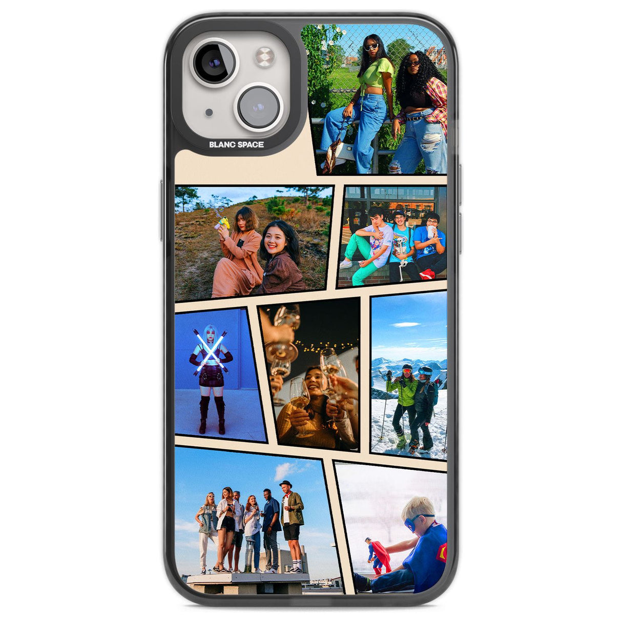 Comic Strip Photo Custom Phone Case iPhone 14 Plus / Black Impact Case Blanc Space