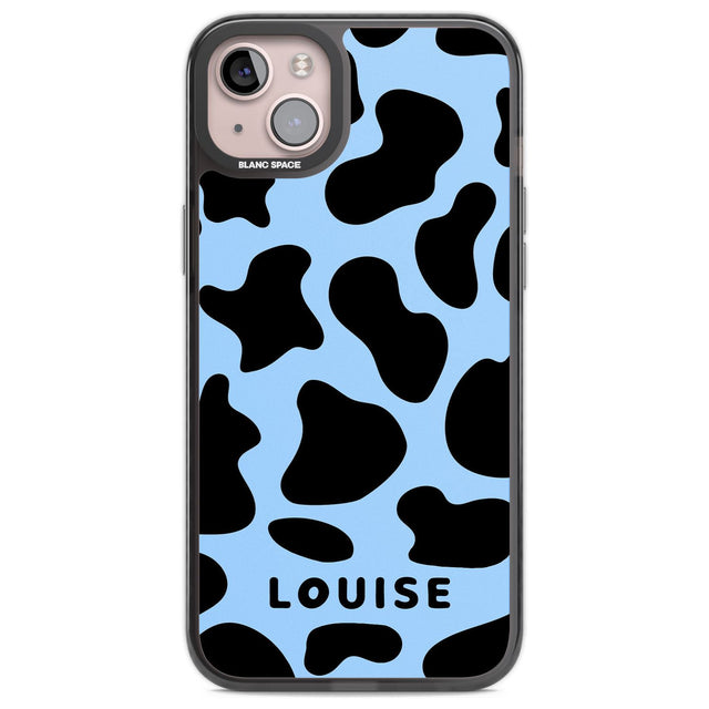 Personalised Blue and Black Cow Print Custom Phone Case iPhone 14 Plus / Black Impact Case Blanc Space