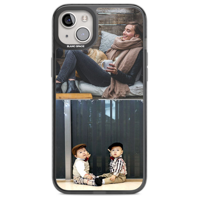 Personalised 2 Photo Grid Custom Phone Case iPhone 14 Plus / Black Impact Case Blanc Space
