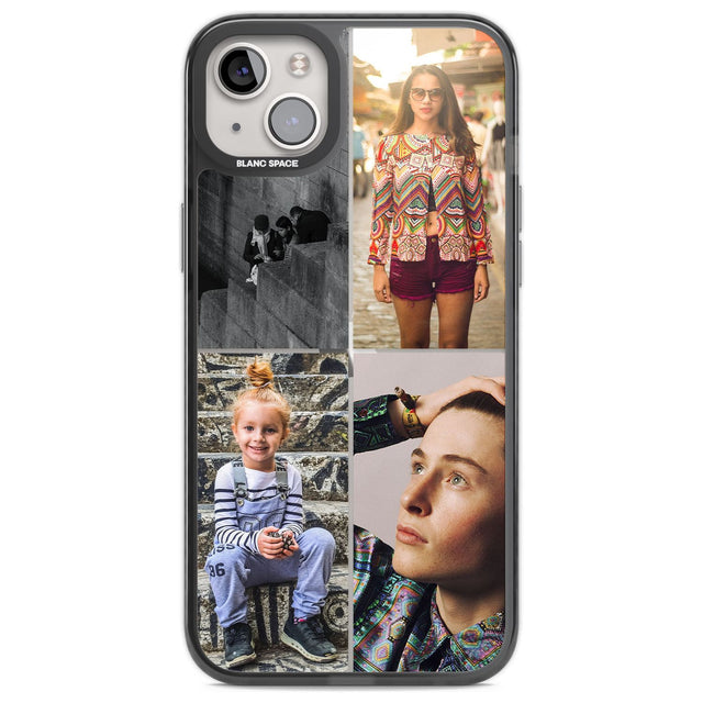 Personalised 4 Photo Grid Custom Phone Case iPhone 14 Plus / Black Impact Case Blanc Space