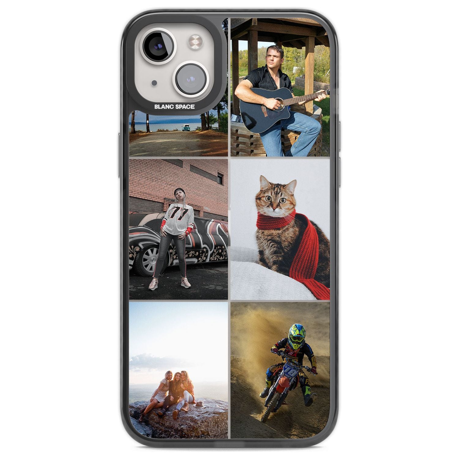 Personalised 6 Photo Grid Custom Phone Case iPhone 14 Plus / Black Impact Case Blanc Space