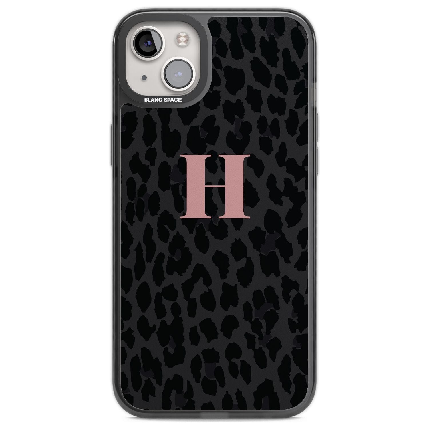 Personalised Small Pink Leopard Monogram Custom Phone Case iPhone 14 Plus / Black Impact Case Blanc Space