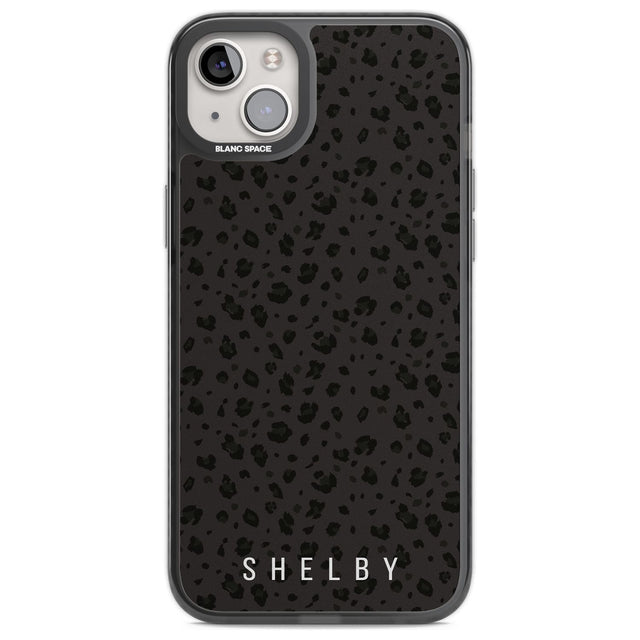 Personalised Minimal Lettering Dark Leopard Custom Phone Case iPhone 14 Plus / Black Impact Case Blanc Space