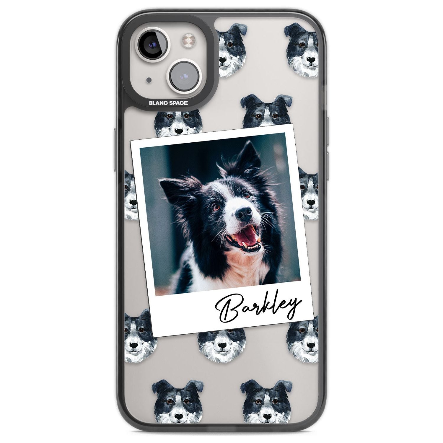 Personalised Border Collie - Dog Photo Custom Phone Case iPhone 14 Plus / Black Impact Case Blanc Space
