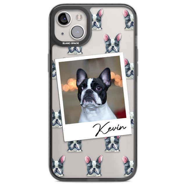 Personalised French Bulldog, Black & White - Dog Photo Custom Phone Case iPhone 14 Plus / Black Impact Case Blanc Space