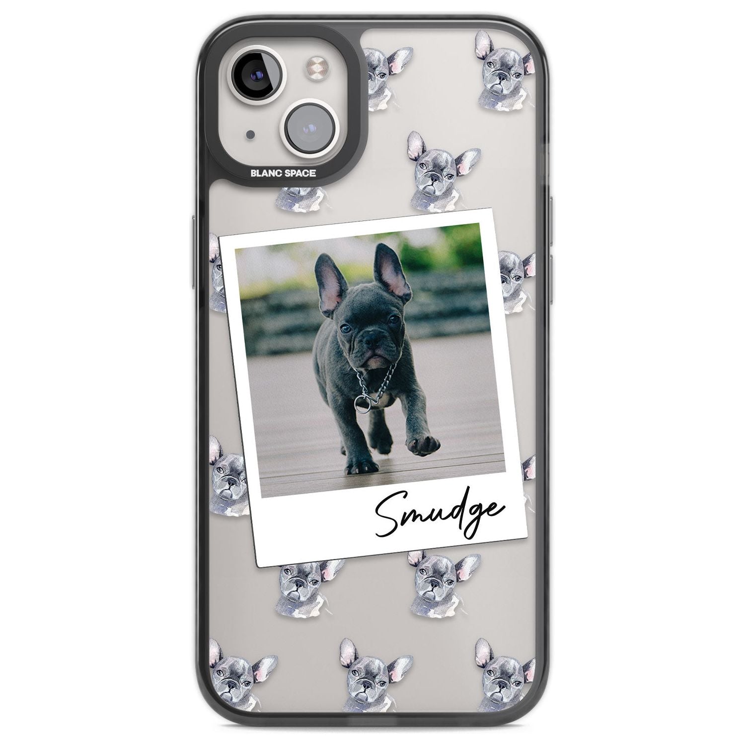 Personalised French Bulldog, Grey - Dog Photo Custom Phone Case iPhone 14 Plus / Black Impact Case Blanc Space