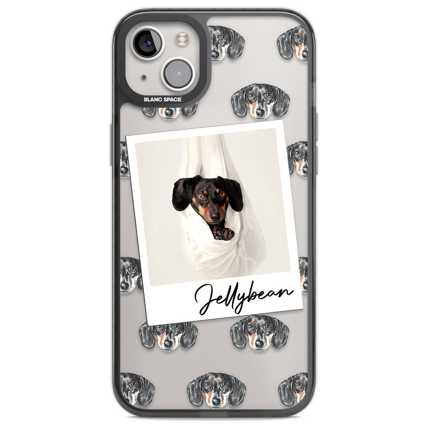 Personalised Dachshund, Black- Dog Photo Custom Phone Case iPhone 14 Plus / Black Impact Case Blanc Space
