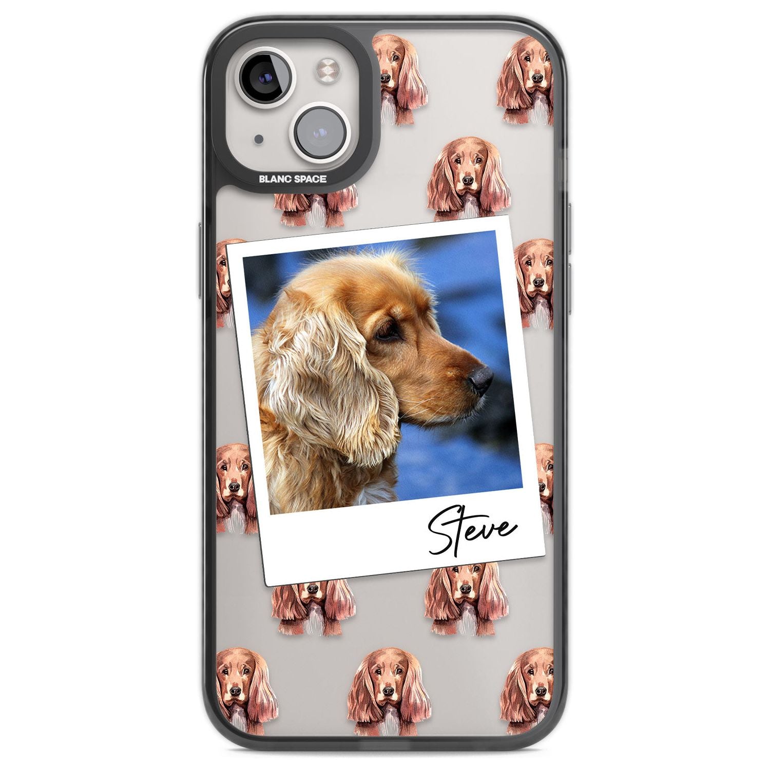 Personalised Cocker Spaniel - Dog Photo Custom Phone Case iPhone 14 Plus / Black Impact Case Blanc Space