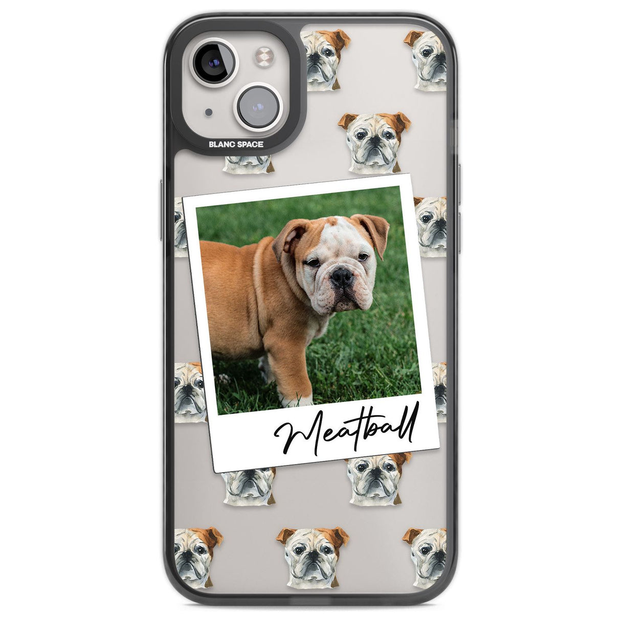 Personalised English Bulldog - Dog Photo Custom Phone Case iPhone 14 Plus / Black Impact Case Blanc Space