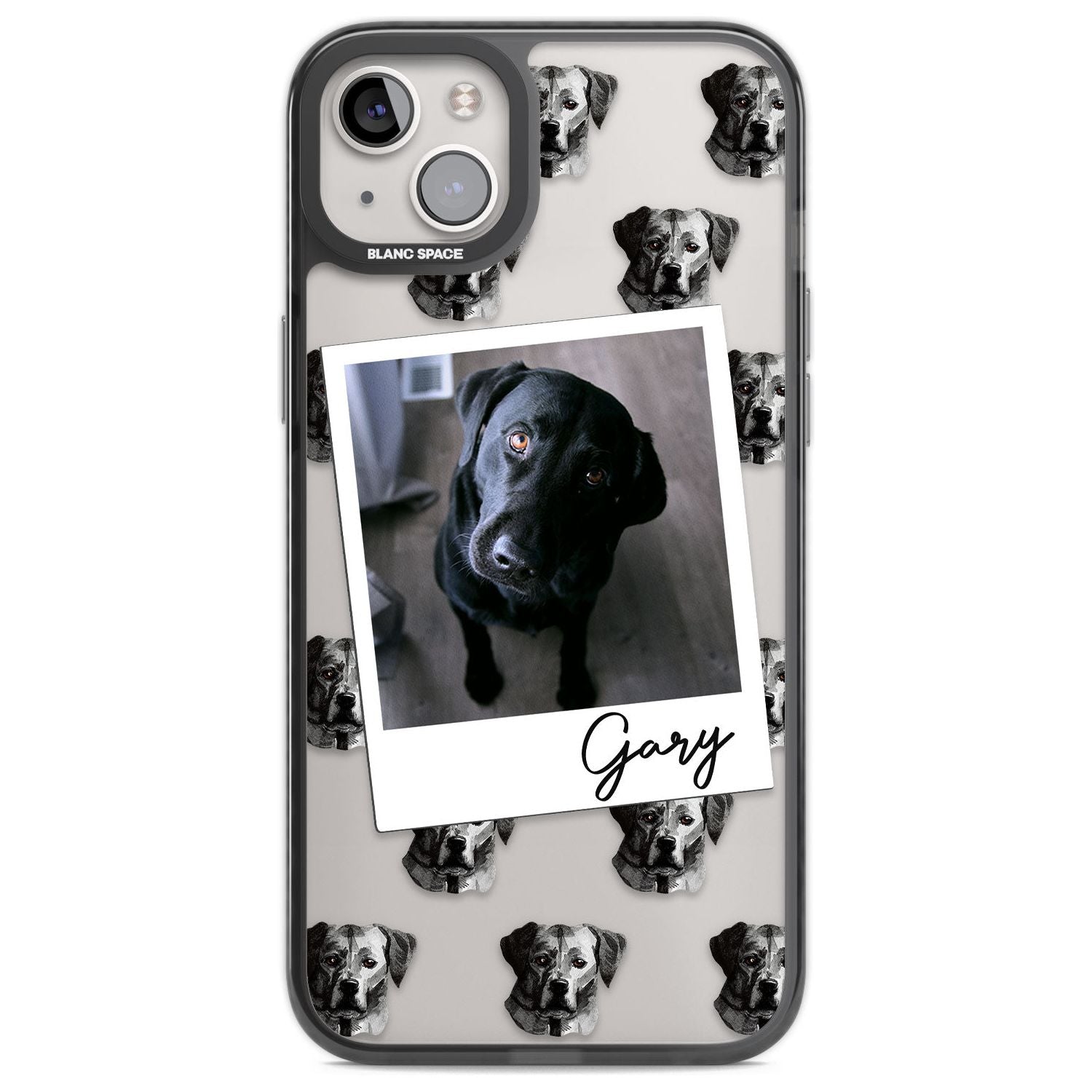 Personalised Labrador, Black - Dog Photo Custom Phone Case iPhone 14 Plus / Black Impact Case Blanc Space