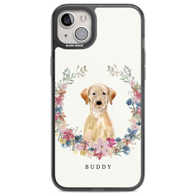 Personalised Yellow Labrador Retriever Dog Portrait Custom Phone Case iPhone 14 Plus / Black Impact Case Blanc Space