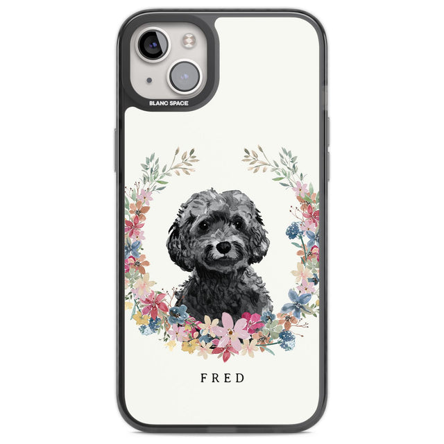 Personalised Black Cockapoo - Watercolour Dog Portrait Custom Phone Case iPhone 14 Plus / Black Impact Case Blanc Space