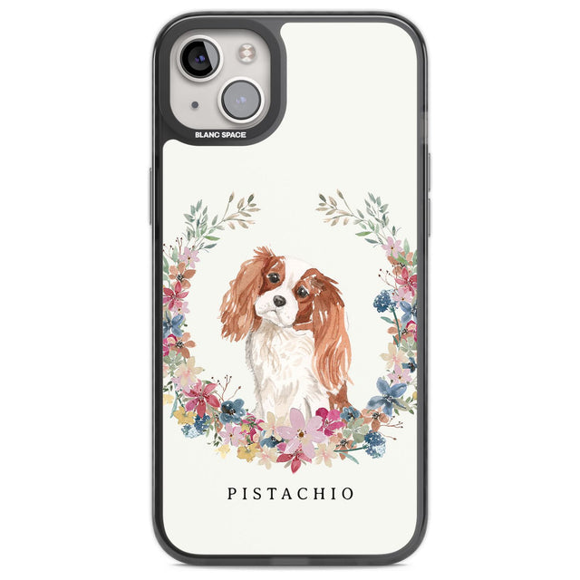 Personalised Cavalier King Charles Portrait Spaniel Custom Phone Case iPhone 14 Plus / Black Impact Case Blanc Space