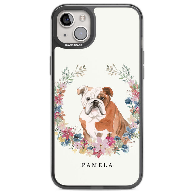 Personalised English Bulldog - Watercolour Dog Portrait Custom Phone Case iPhone 14 Plus / Black Impact Case Blanc Space