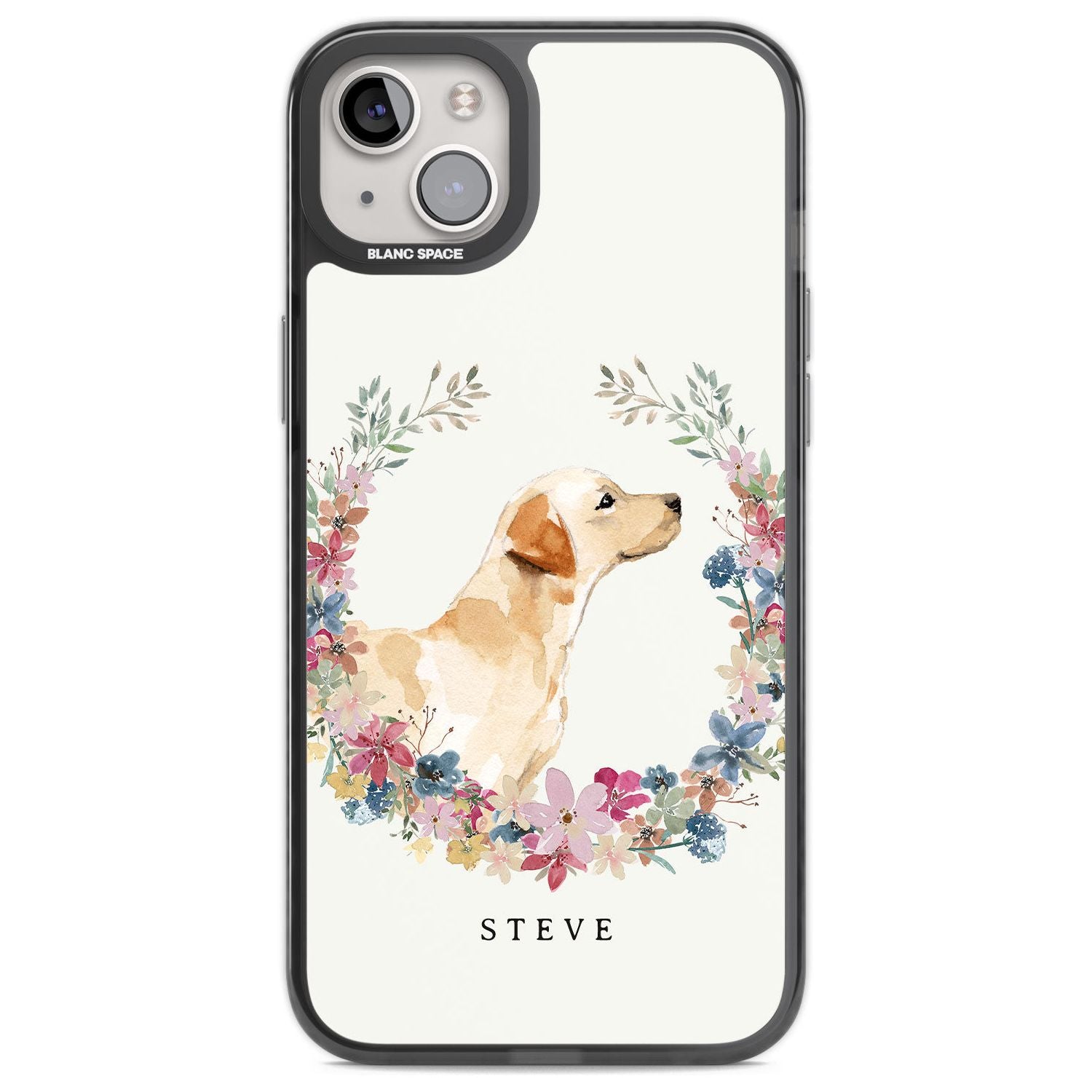 Personalised Yellow Labrador - Watercolour Dog Portrait Custom Phone Case iPhone 14 Plus / Black Impact Case Blanc Space