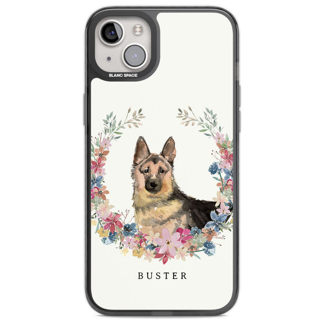 Personalised German Shepherd - Watercolour Dog Portrait Custom Phone Case iPhone 14 Plus / Black Impact Case Blanc Space