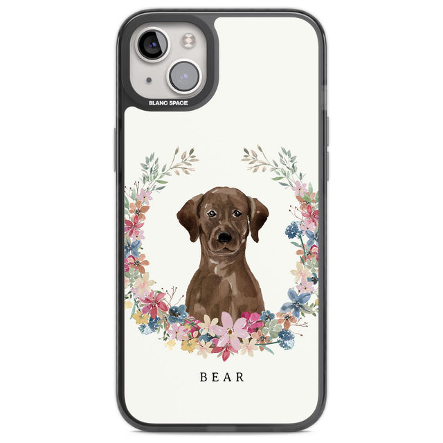 Personalised Chocolate Lab - Watercolour Dog Portrait Custom Phone Case iPhone 14 Plus / Black Impact Case Blanc Space