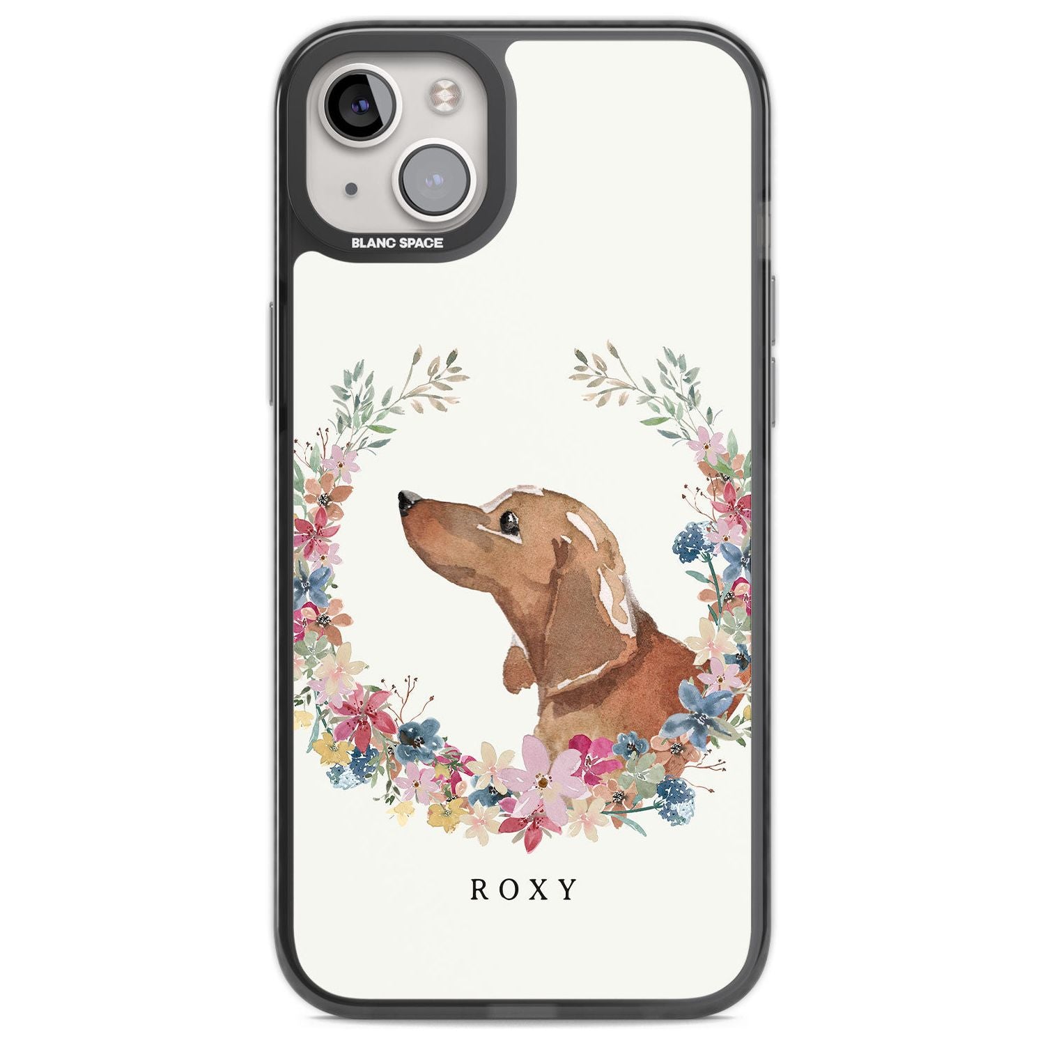 Personalised Tan Dachshund - Watercolour Dog Portrait Custom Phone Case iPhone 14 Plus / Black Impact Case Blanc Space