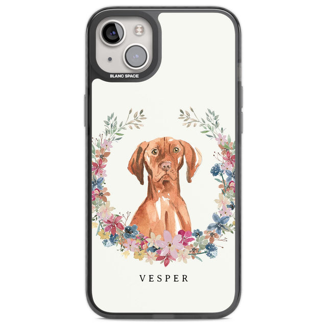 Personalised Hungarian Vizsla - Watercolour Dog Portrait Custom Phone Case iPhone 14 Plus / Black Impact Case Blanc Space