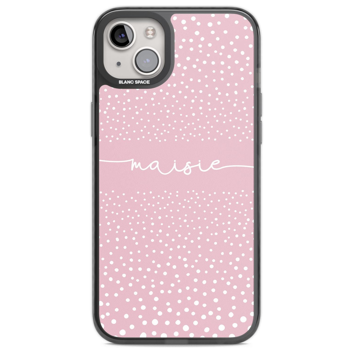Personalised Pink Dots Custom Phone Case iPhone 14 Plus / Black Impact Case Blanc Space