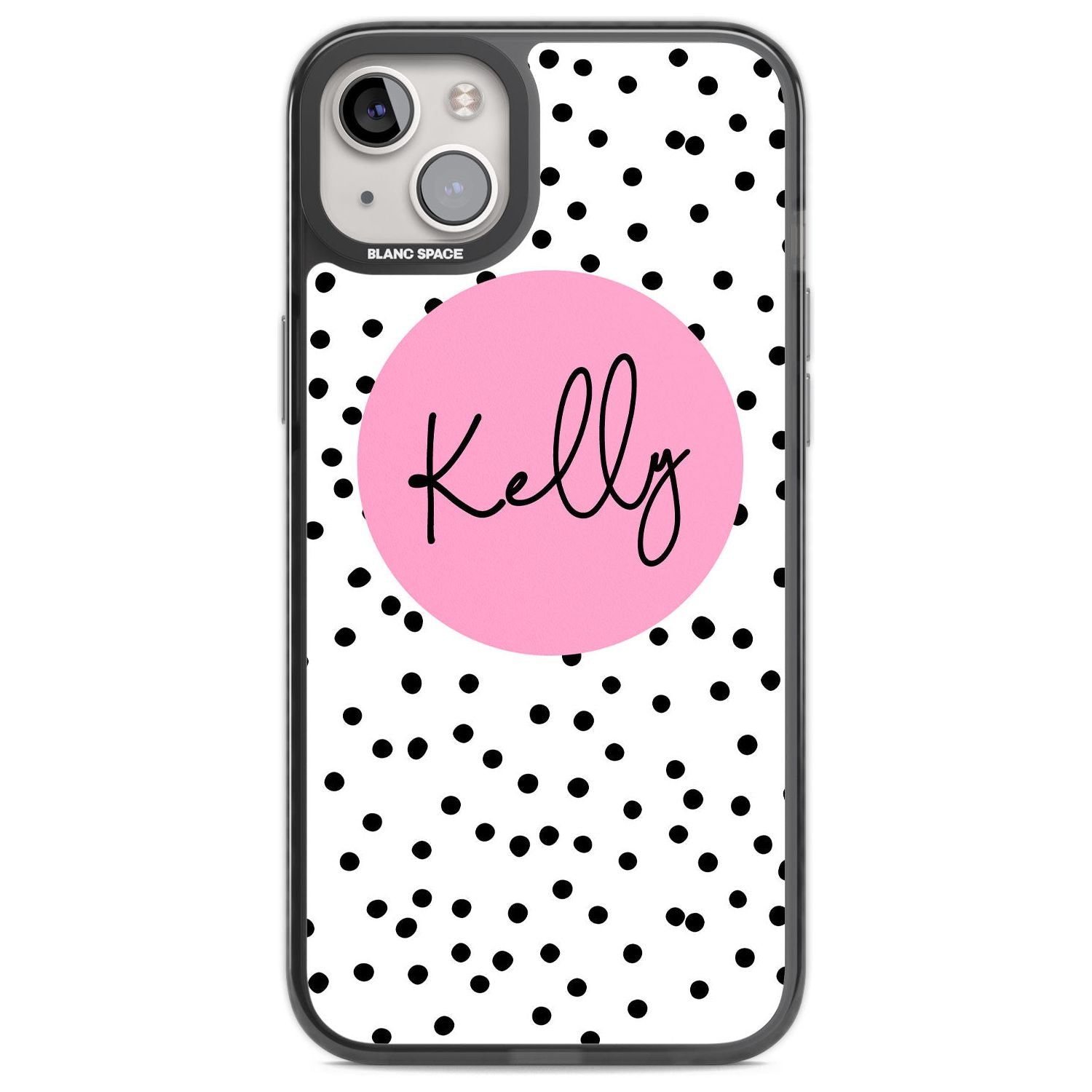 Personalised Pink Circle & Dots Custom Phone Case iPhone 14 Plus / Black Impact Case Blanc Space