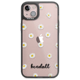 Personalised White Daisies & Cursive Custom Phone Case iPhone 14 Plus / Black Impact Case Blanc Space