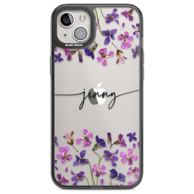 Personalised Purple Violets Custom Phone Case iPhone 14 Plus / Black Impact Case Blanc Space