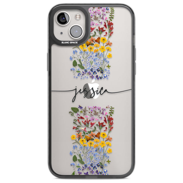 Personalised Wildflower Floral Stripe Personalised Custom Phone Case iPhone 14 Plus / Black Impact Case Blanc Space