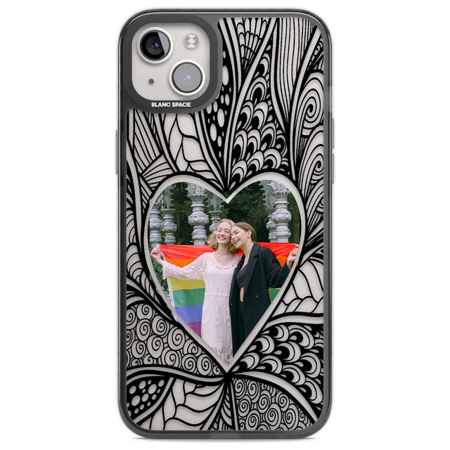 Personalised Henna Heart Photo Case Custom Phone Case iPhone 14 Plus / Black Impact Case Blanc Space