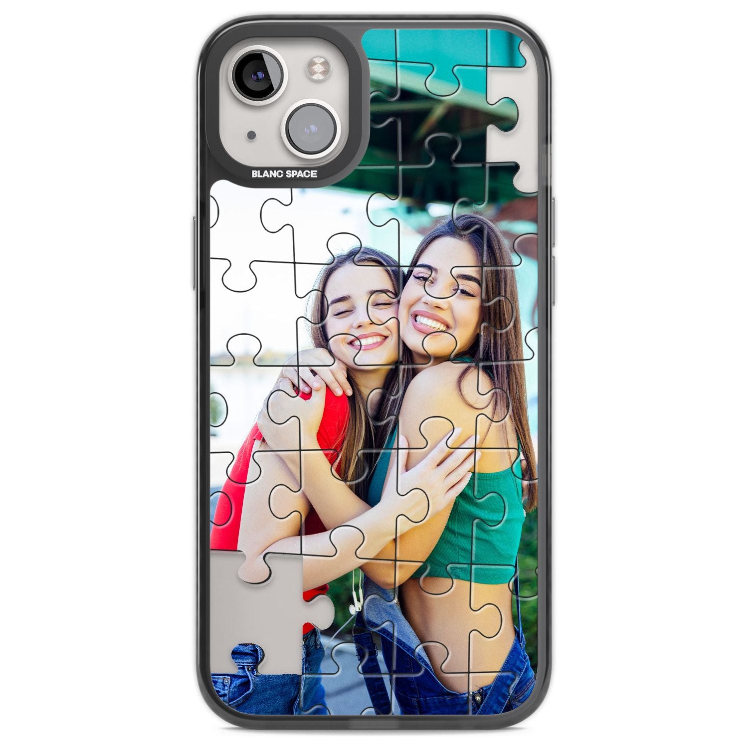 Personalised Jigsaw Puzzle Photo Custom Phone Case iPhone 14 Plus / Black Impact Case Blanc Space