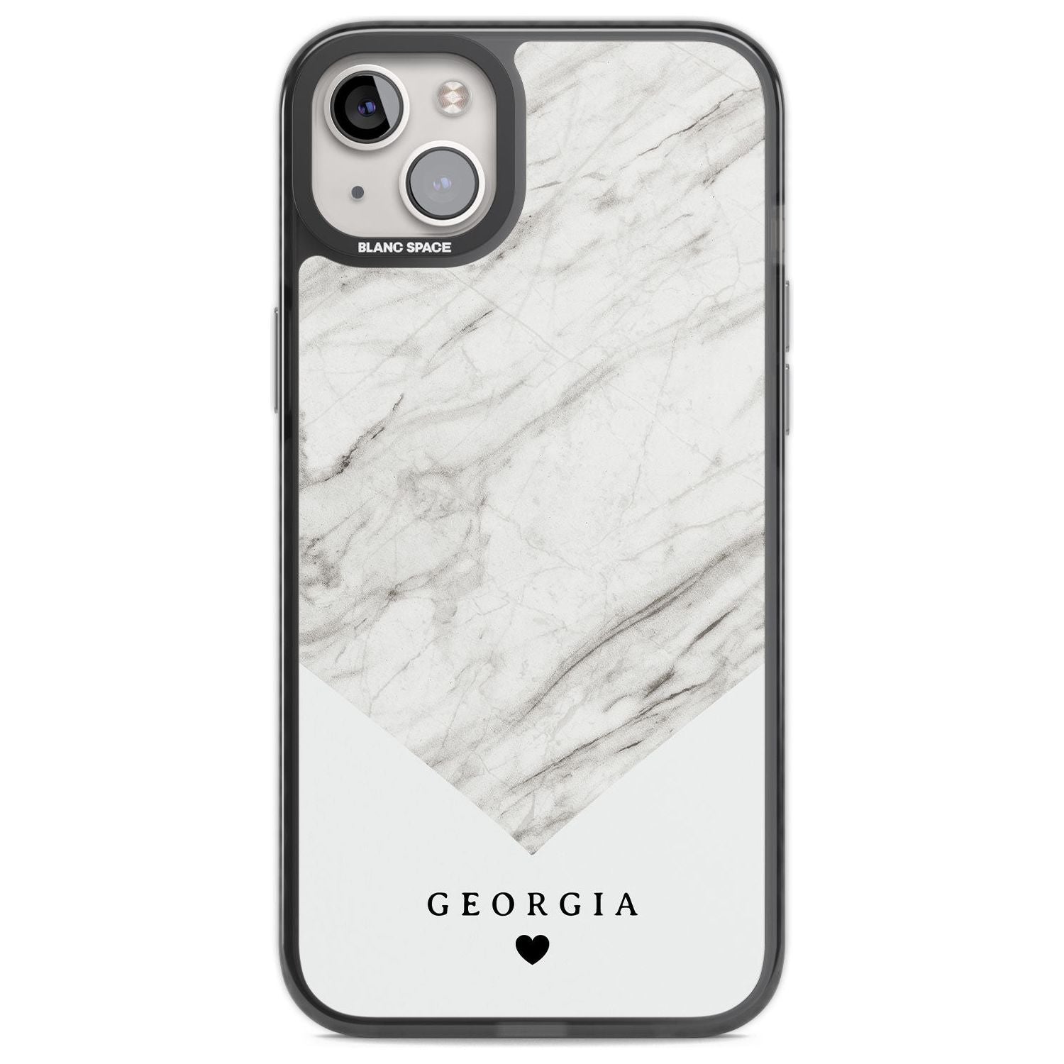 Personalised White Marble Custom Phone Case iPhone 14 Plus / Black Impact Case Blanc Space