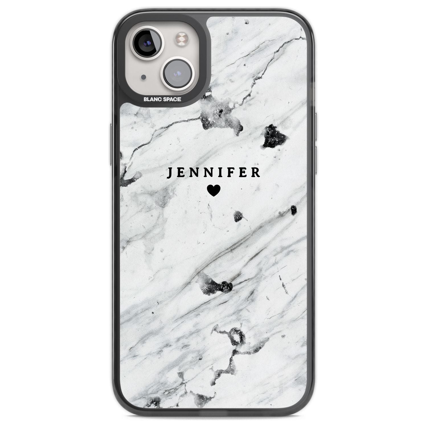 Personalised Black & White Marble Texture Custom Phone Case iPhone 14 Plus / Black Impact Case Blanc Space
