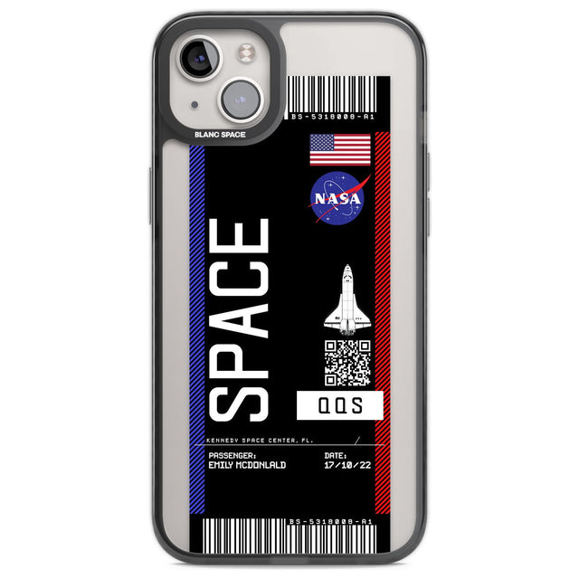 Personalised NASA Boarding Pass (Dark) Custom Phone Case iPhone 14 Plus / Black Impact Case Blanc Space