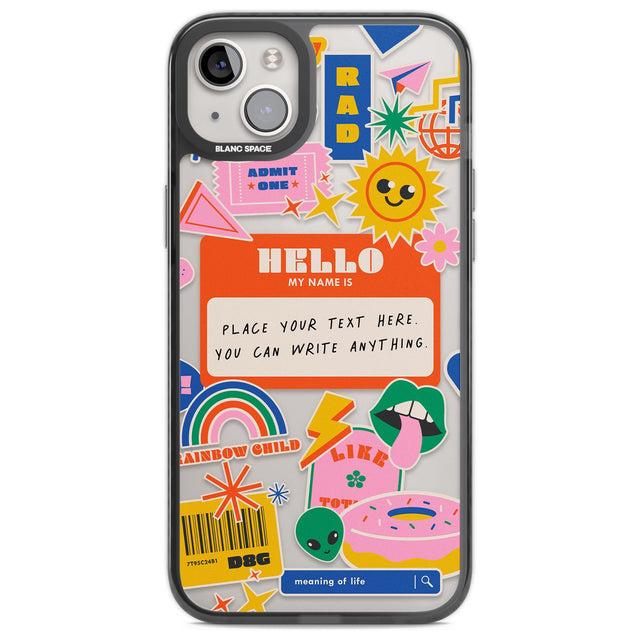 Personalised Nostalgia Sticker Mix #2 Custom Phone Case iPhone 14 Plus / Black Impact Case Blanc Space